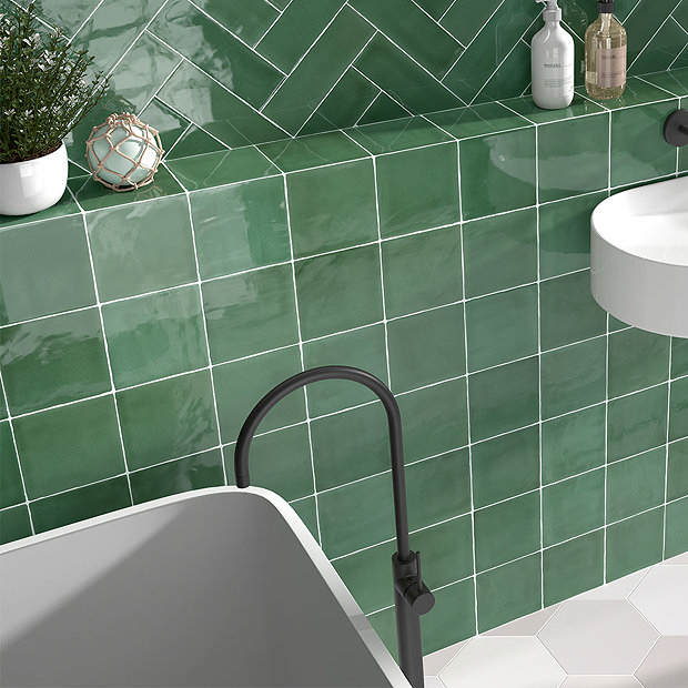 Retford Green Gloss Wall Tiles 150 x 150mm