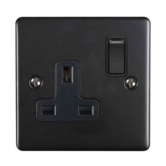 Revive 1 Gang Switched Socket - Matt Black Large Image