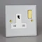 Revive 1 Gang Switched Socket - Matt White/Brass Large Image