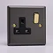 Revive 1 Gang Switched Socket - Slate Grey/Brass  Large Image