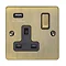 Revive 1 Gang Switched Socket with USB - Antique Brass Large Image