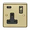 Revive 1 Gang Switched Socket with USB - Brushed Brass Large Image