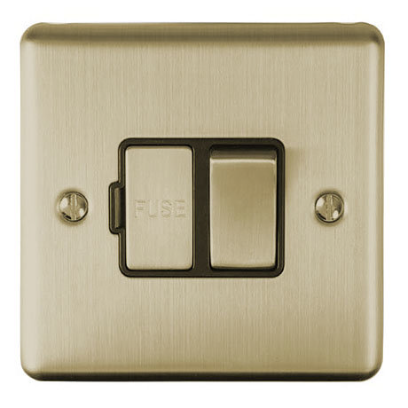 Revive 13 Amp Switched Fused Spur Antique Brass/Black Trim Large Image