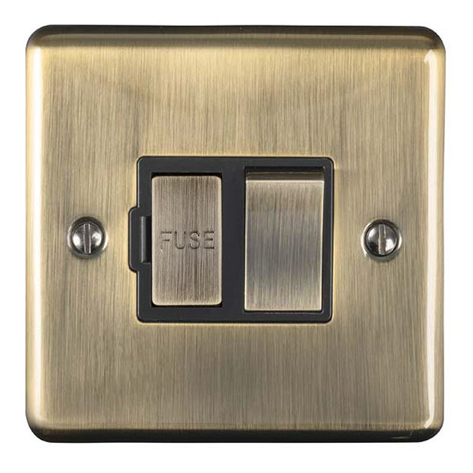 Ellis & Co 13 Amp Switched Fused Spur Antique Brass/Black Trim