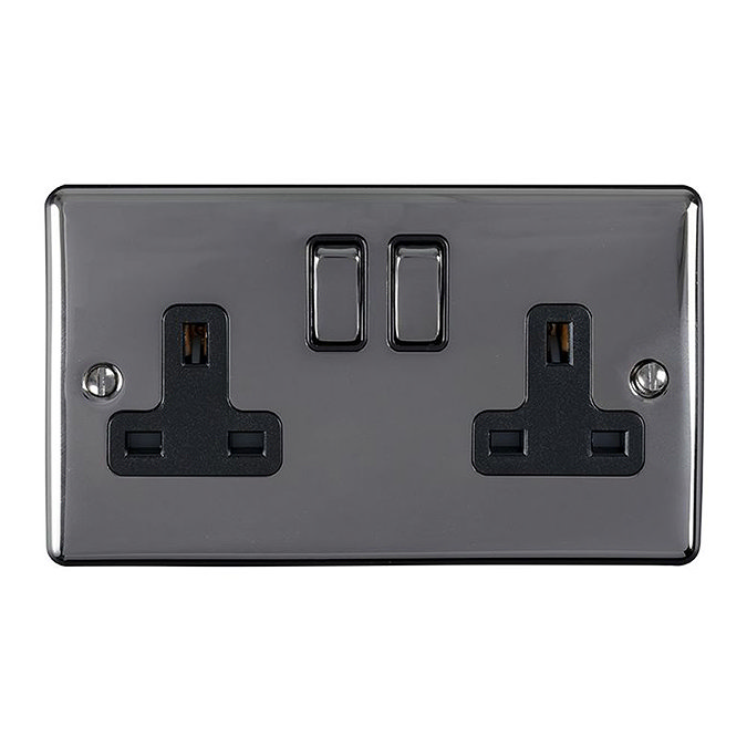 Revive 2 Gang Plug Socket- Black Nickel Large Image