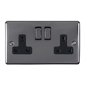 Revive 2 Gang Plug Socket- Black Nickel Large Image