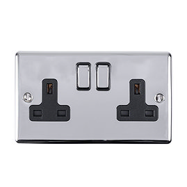 Revive 2 Gang Plug Socket - Polished Chrome Large Image
