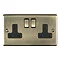 Revive 2 Gang Switched Socket - Antique Brass Large Image