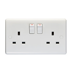 Revive 2 Gang Switched Socket Single Pole - White