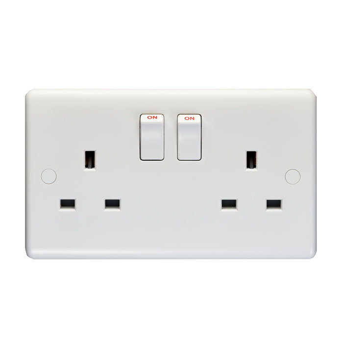 Revive 2 Gang Switched Socket Single Pole - White