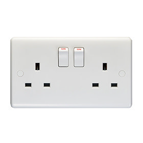 Revive 2 Gang Switched Socket Single Pole - White