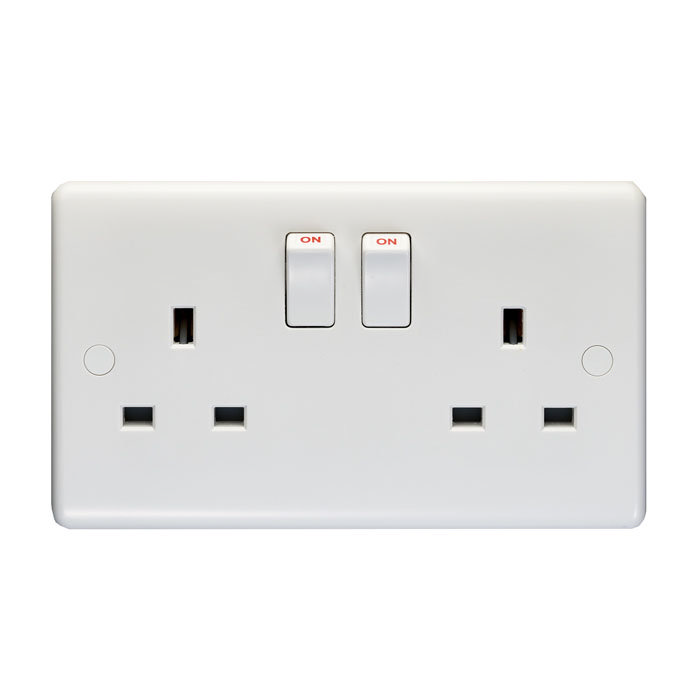 Revive 2 Gang Switched Socket - White Large Image