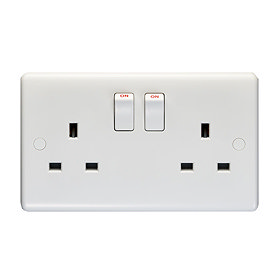 Revive 2 Gang Switched Socket - White Large Image