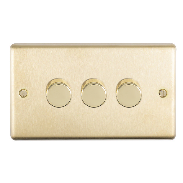Revive 3 Gang 2 Way Dimmer Light Switch - Brushed Brass