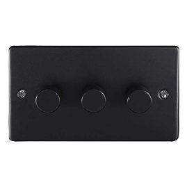 Revive 3 Gang 2 Way Dimmer Light Switch - Matt Black Large Image