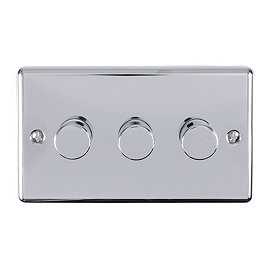Revive 3 Gang 2 Way Dimmer Light Switch - Polished Chrome Large Image