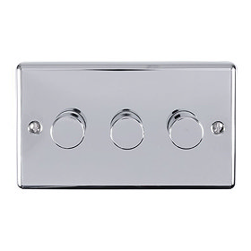 Revive 3 Gang 2 Way Dimmer Light Switch - Polished Chrome Large Image