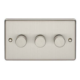 Revive 3 Gang 2 Way Dimmer Light Switch - Satin Steel Large Image