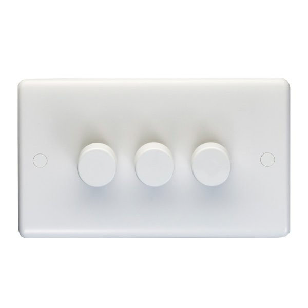 Revive 3 Gang 2 Way Dimmer Light Switch - White Large Image