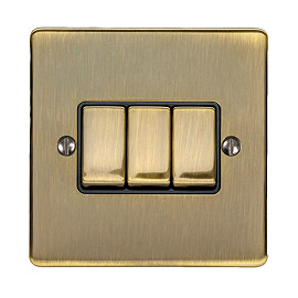 Revive 3 Gang 2 Way Light Switch - Antique Brass Large Image