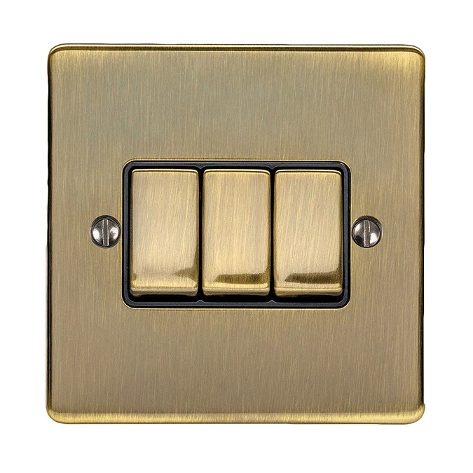 Revive 3 Gang 2 Way Light Switch - Antique Brass Large Image