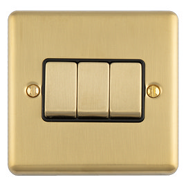 Ellis & Co 3 Gang 2 Way Light Switch - Brushed Brass