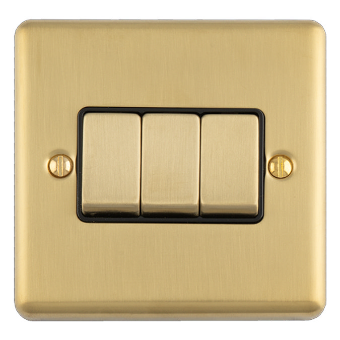 Ellis & Co 3 Gang 2 Way Light Switch - Brushed Brass