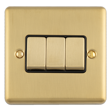 Ellis & Co 3 Gang 2 Way Light Switch - Brushed Brass