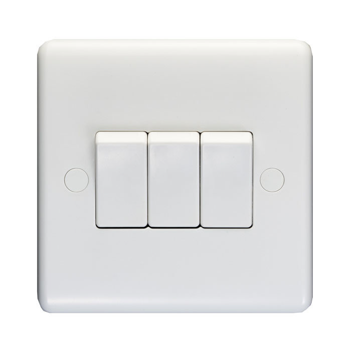 Revive 3 Gang 2 Way Light Switch - White Large Image
