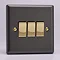 Revive 3 Gang 2 Way Switch - Slate Grey/Brass  Large Image