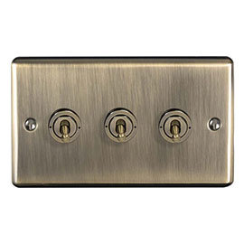 Revive 3 Gang 2 Way Toggle Light Switch - Antique Brass Medium Image