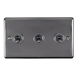 Revive 3 Gang 2 Way Toggle Light Switch - Black Nickel/Black Trim Large Image