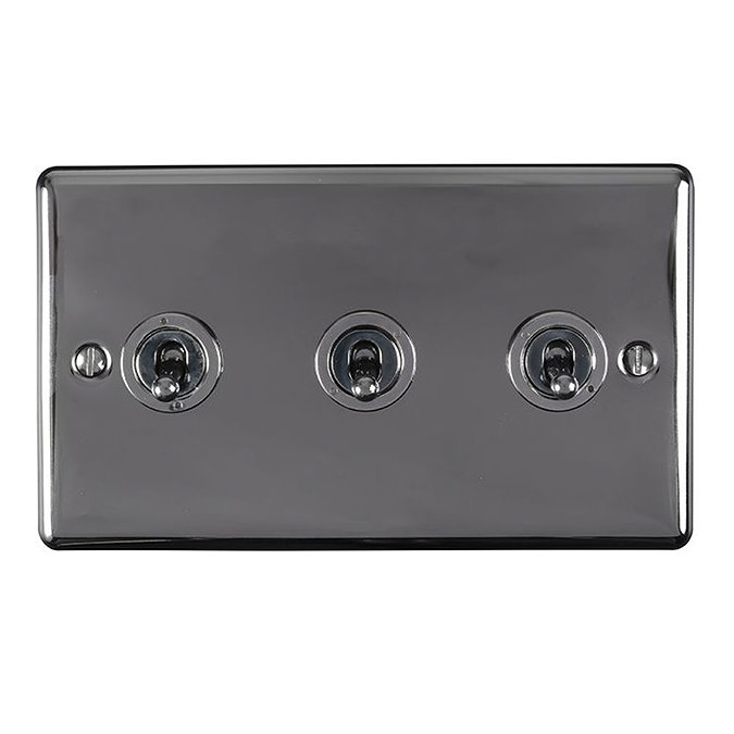 Revive 3 Gang 2 Way Toggle Light Switch - Black Nickel/Black Trim  Large Image