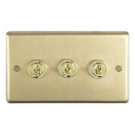 Revive 3 Gang 2 Way Toggle Light Switch - Brushed Brass