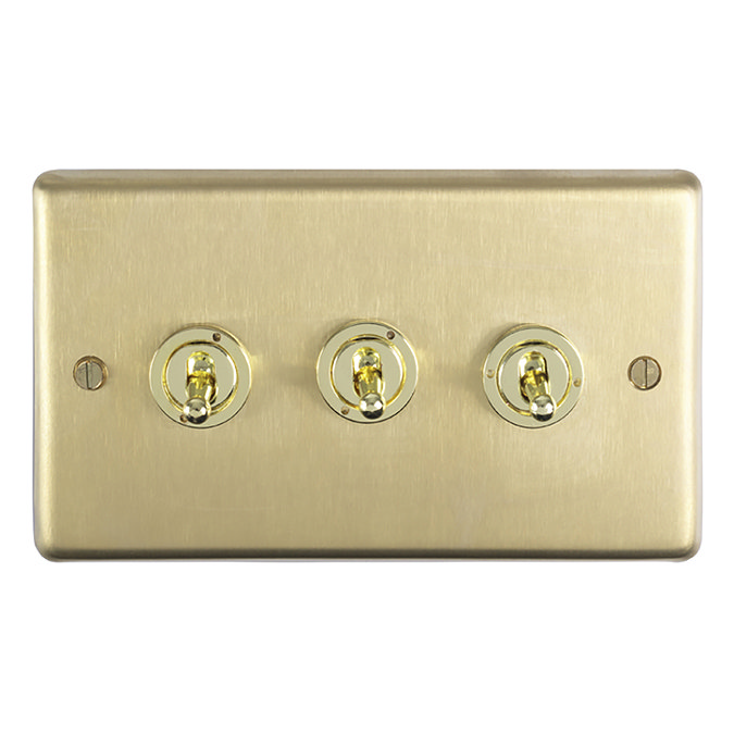 Revive 3 Gang 2 Way Toggle Light Switch - Brushed Brass