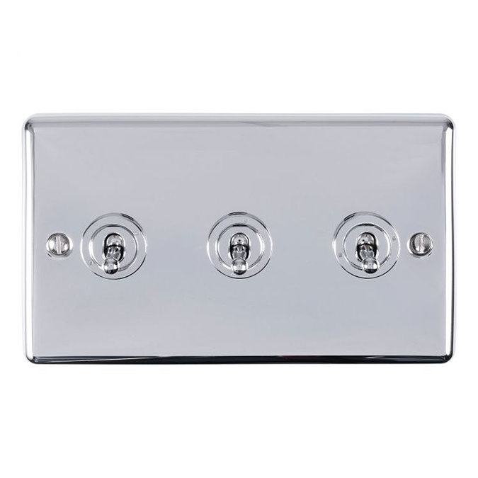 Revive 3 Gang 2 Way Toggle Light Switch - Polished Chrome Large Image