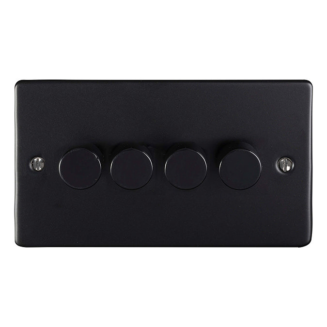 Revive 4 Gang 2 Way Dimmer Light Switch - Matt Black Large Image