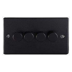 Revive 4 Gang 2 Way Dimmer Light Switch - Matt Black Large Image