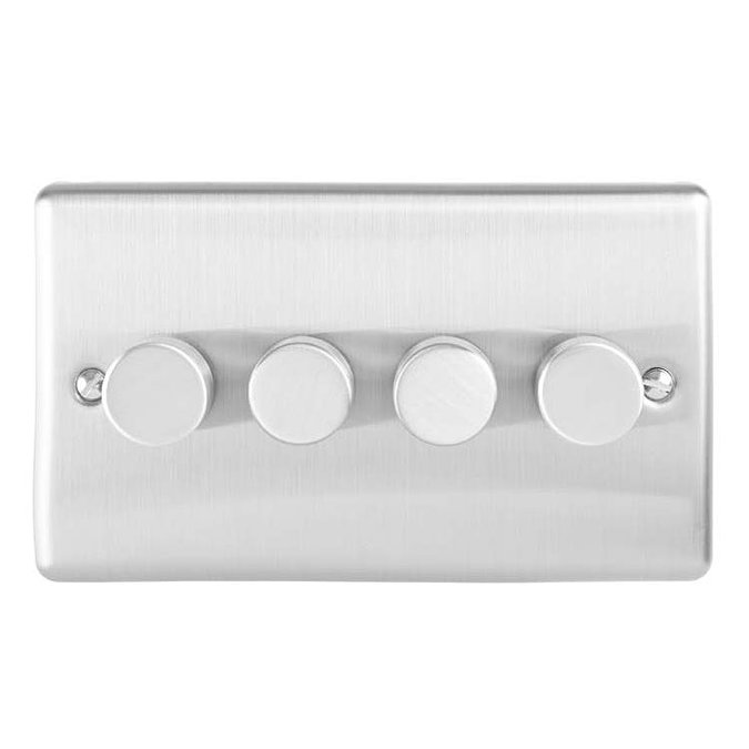 Revive 4 Gang 2 Way Dimmer Light Switch - Satin Steel Large Image