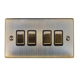 Revive 4 Gang 2 Way Light Switch - Antique Brass Large Image