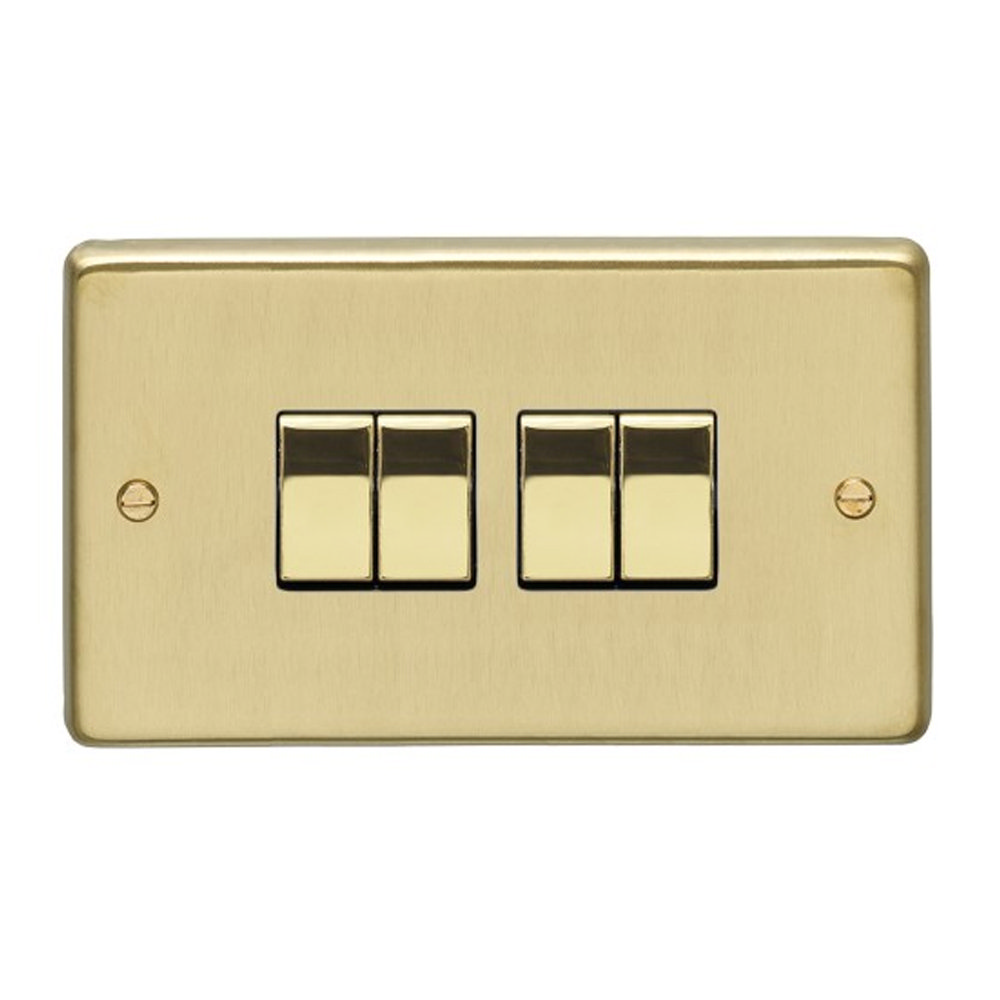 Revive 4 Gang 2 Way Light Switch - Brushed Brass