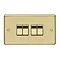 Revive 4 Gang 2 Way Light Switch - Brushed Brass