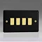 Revive 4 Gang 2 Way Light Switch - Matt Black/Brass Large Image