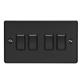 Revive 4 Gang 2 Way Light Switch - Matt Black Large Image