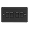 Revive 4 Gang 2 Way Light Switch - Matt Black Large Image