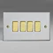 Revive 4 Gang 2 Way Light Switch - Matt White/Brass  Large Image