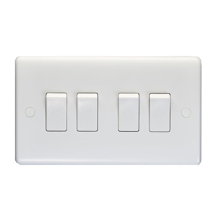 Revive 4 Gang 2 Way Light Switch - White Large Image