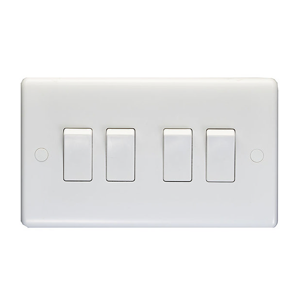 Revive 4 Gang 2 Way Light Switch - White Large Image