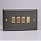 Revive 4 Gang 2 Way Switch - Slate Grey/Brass Large Image