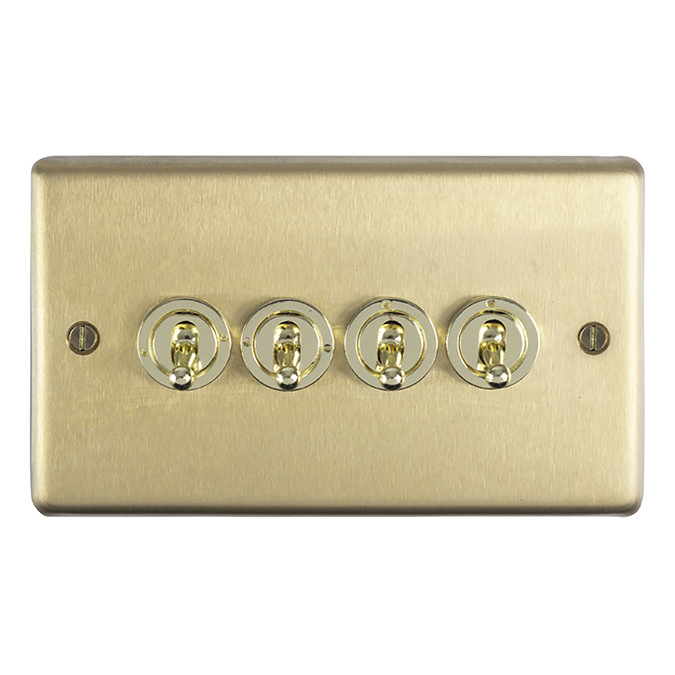 Revive 4 Gang 2 Way Toggle Light Switch - Brushed Brass